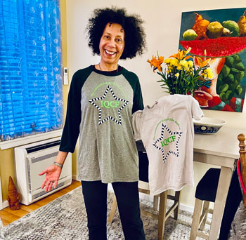 Photo of woman wearing a festival shirt